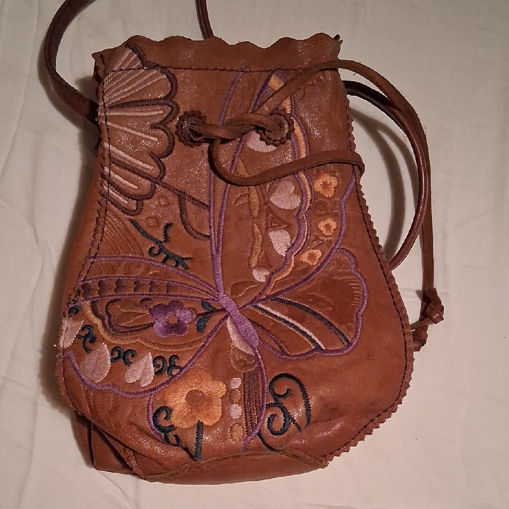 Embroidered Italian Leather Lucky Bag